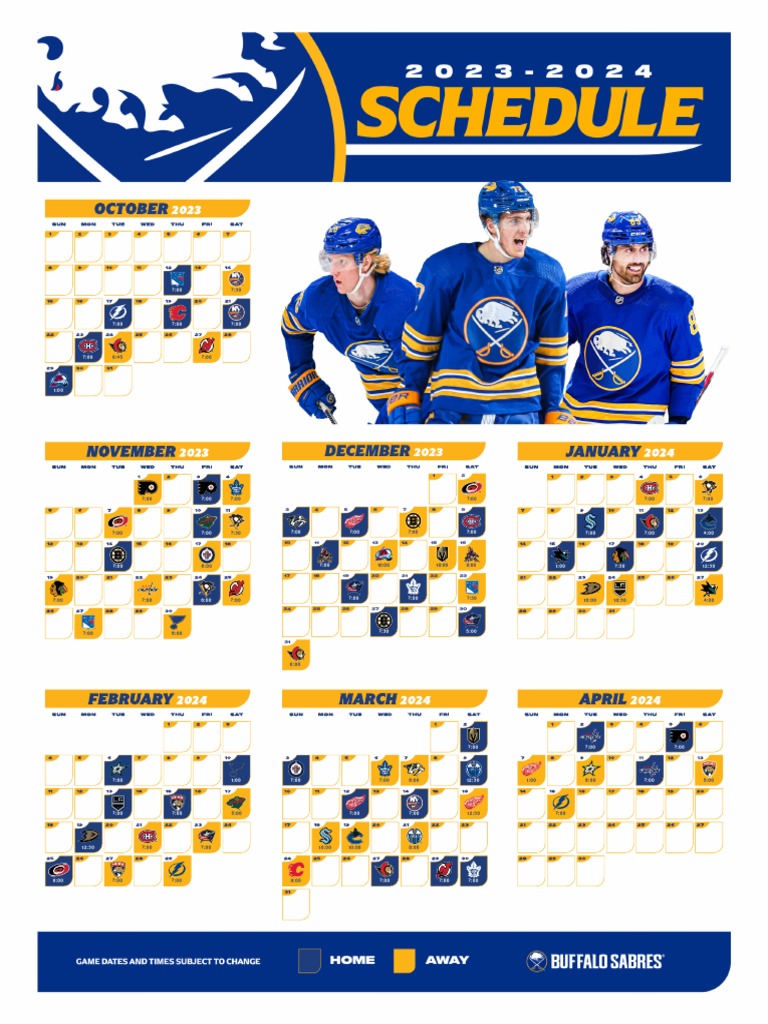 Get Your Buffalo Sabres Schedule 2023-24 Printable Now! Download and Print for Free!