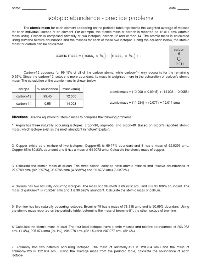 Isotopic Abundance Practice Problems: Test Your Knowledge With These Questions!