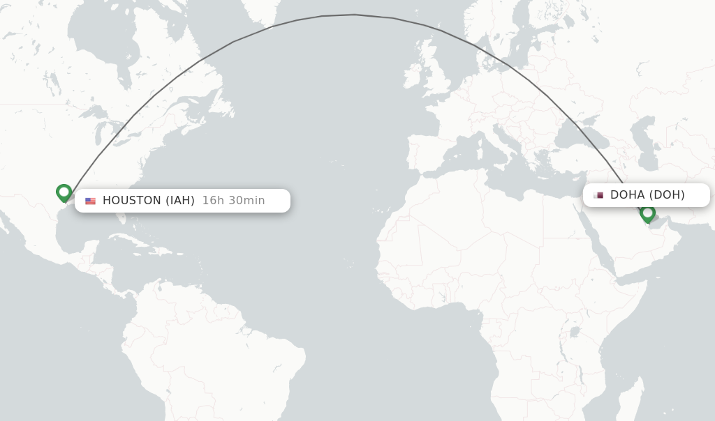 Direct Flights: Houston (IAH) to Doha (DOH) with Qatar.