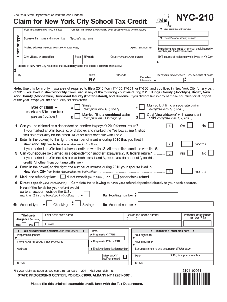 Where can I download the official nyc-210 form 2023? Get the correct version directly from the source.