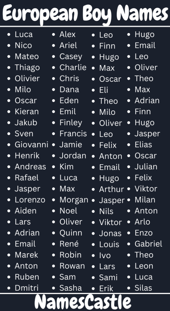 Want timeless old european names boy? Here are popular picks that still sound great.