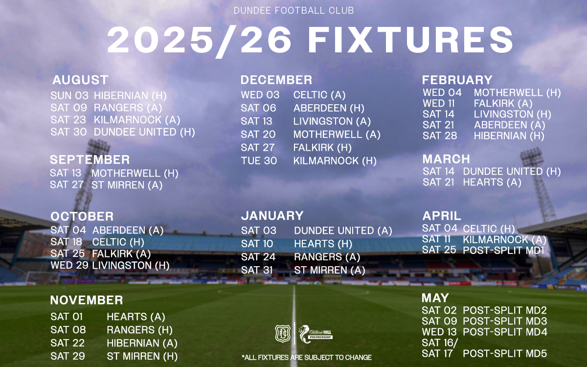 dundee football fixtures all matches dates times and keep updated