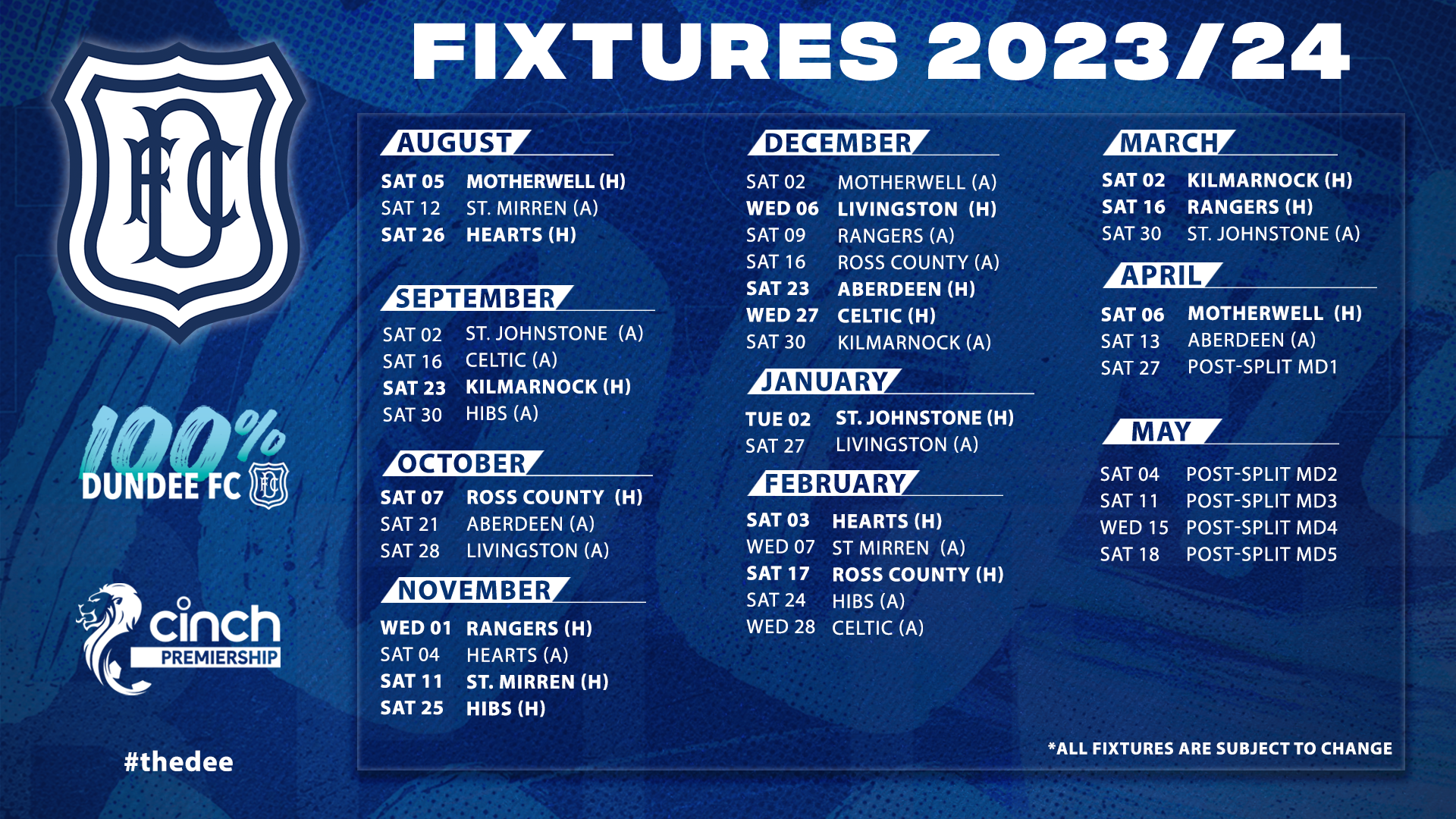 dundee football fixtures all matches dates times and keep updated