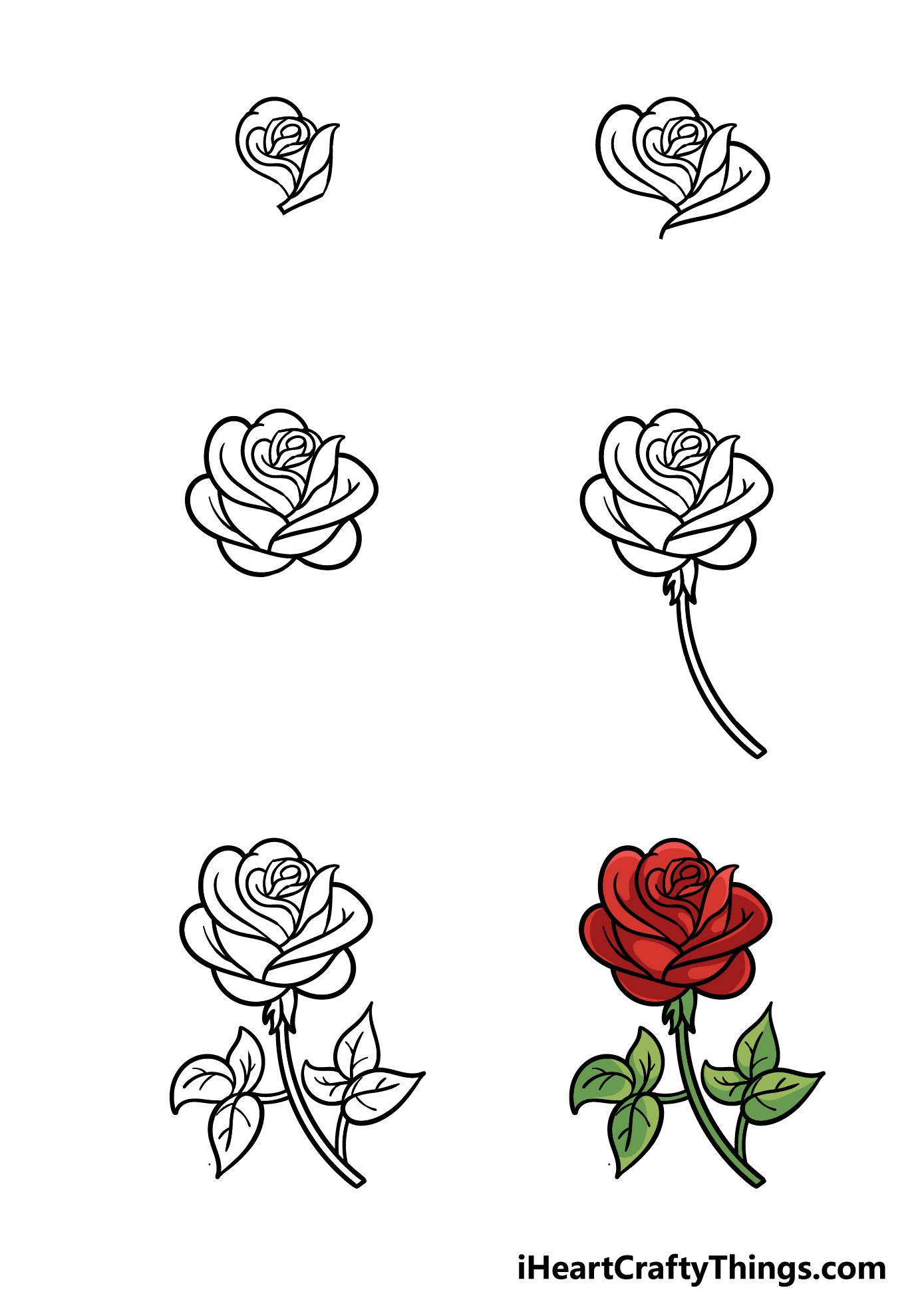Learn Draw Rose Cartoon Image with Step by Step Tutorial Tips