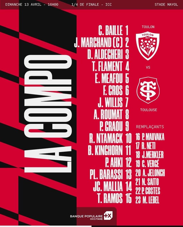 RCT Rugby Club Toulonnais matches schedule this season revealed.