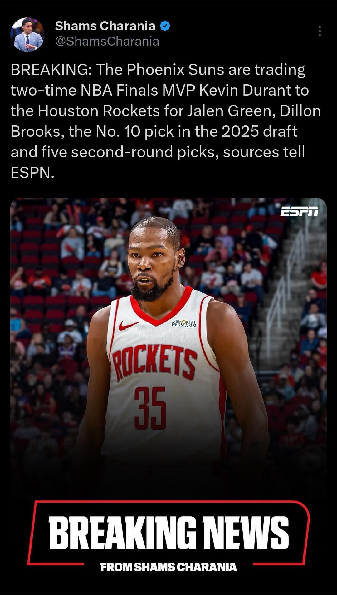 Kevin Durant trade to rockets real or not latest news and updates